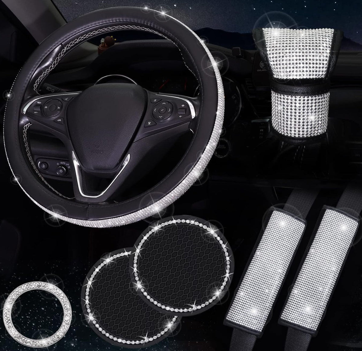 Bling Car Accessories for Women,7 Pack Sparkly Rhinestone Diamond Stee –  Fashion Car Inc