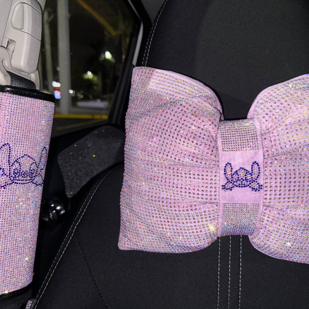 (2PACK) ULTRA BLING CAR PILLOW BOWKNOT HEADREST (LILAC) - Fashion Car ®