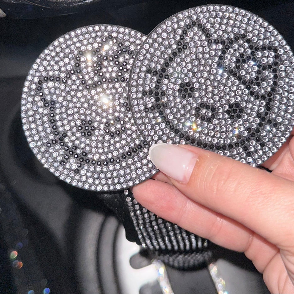 2PCS BLING CAR CUP HOLDER COASTER, 2.75 INCH ANTI - SLIP SHOCKPROOF UNIVERSAL FASHION VEHICLE CAR COASTERS INSERT BLING CRYSTAL RHINESTONE AUTO AUTOMOTIVE INTERIOR ACCESSORIES SILVER CAT - Fashion Car Inc
