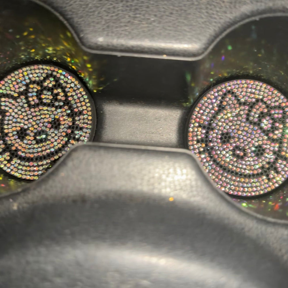 2PCS BLING CAR CUP HOLDER COASTER, 2.75 INCH ANTI - SLIP SHOCKPROOF UNIVERSAL FASHION VEHICLE CAR COASTERS INSERT BLING CRYSTAL RHINESTONE AUTO AUTOMOTIVE INTERIOR ACCESSORIES COLOR CAT - Fashion Car Inc
