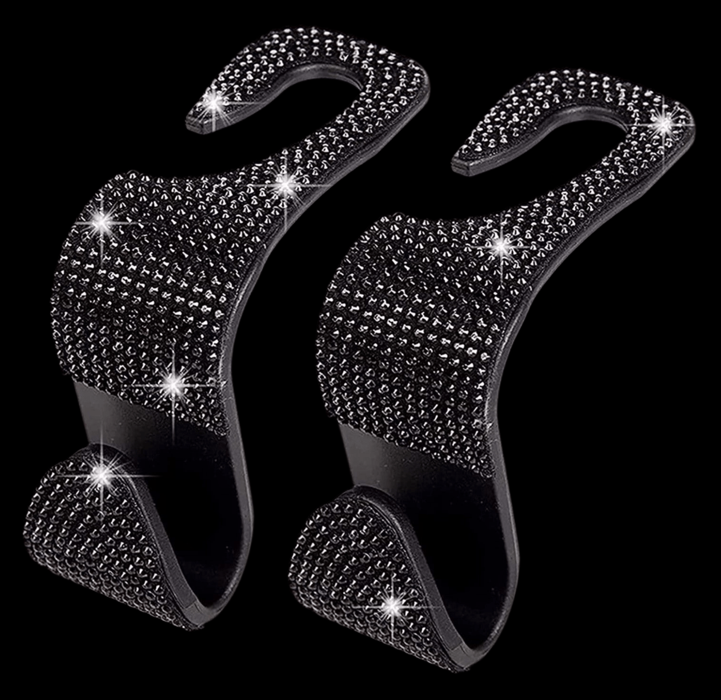 2PCS Car Seat Hooks, Bling Car Rhinestone Headrest Hooks, Universal Bling Car Interior Accessories, for Handbag, Clothes, Purse, Water Bottle (Black) - Fashion Car ®