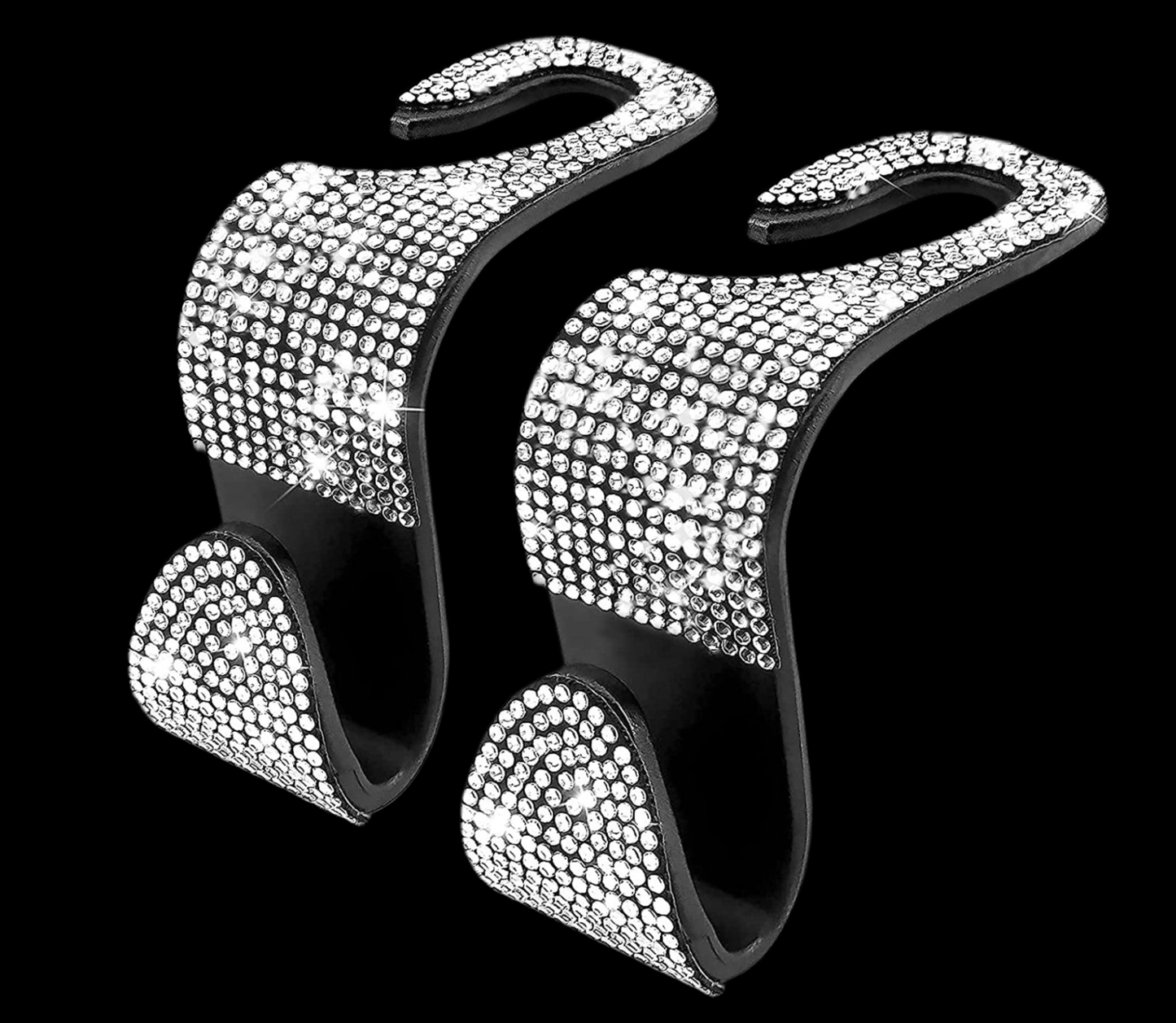 2PCS Car Seat Hooks, Bling Car Rhinestone Headrest Hooks, Universal Bling Car Interior Accessories, for Handbag, Clothes, Purse, Water Bottle (White) - Fashion Car ®