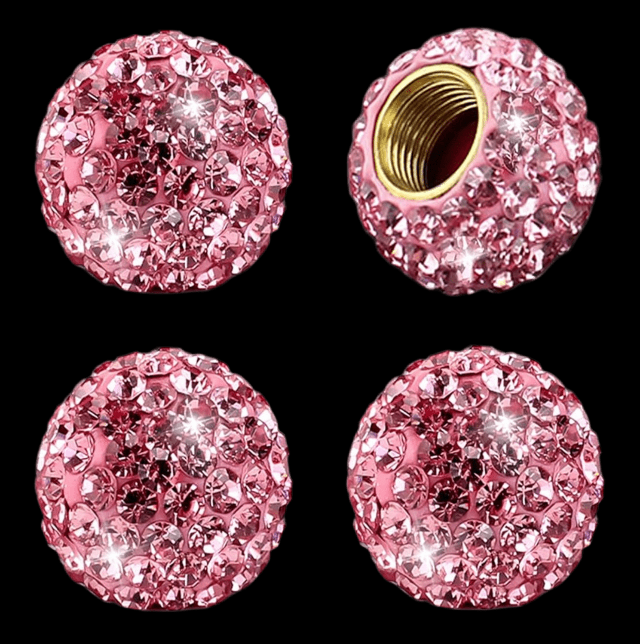 4 Pack Handmade Crystal Rhinestone Car Tire Valve Stem Caps, Car Wheel Tire Valve, Attractive Dustproof Bling Car Accessories, Universal for Cars, Trucks and Motorcycles - Pink - Fashion Car ®