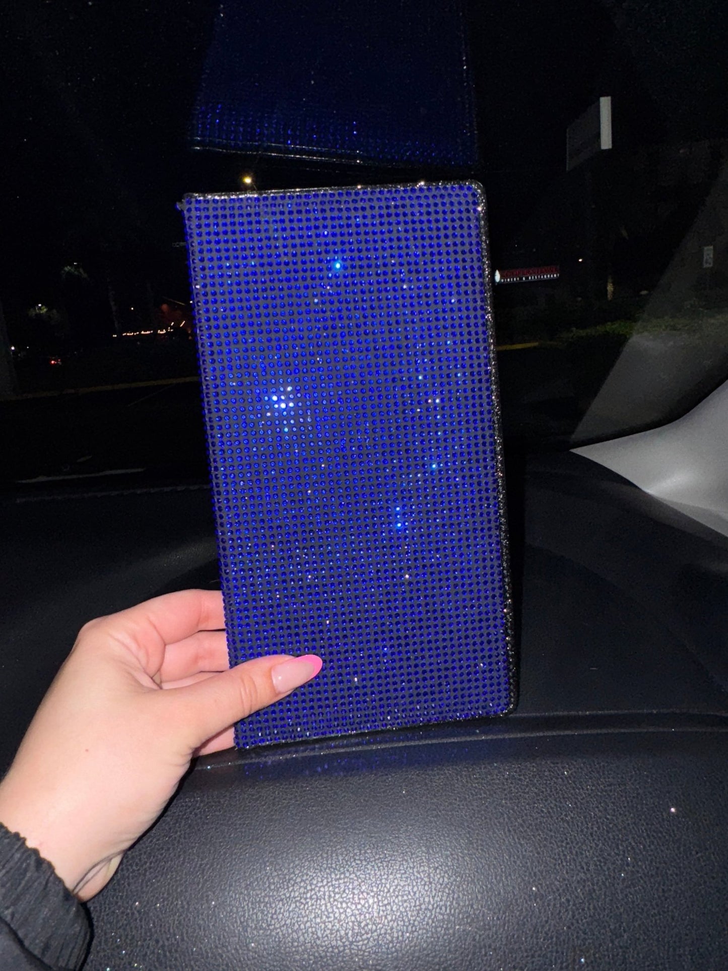 BING RHINESTONE CAR REGISTRATION AND INSURANCE DOCUMENT HOLDER, GLITTER CARD HOLDER, COLORFULER VEHICLE ACCESSORIES CAR ESSENTIALS GLOVE BOX ORGANIZER WALLET CASE BLUE - Fashion Car ®