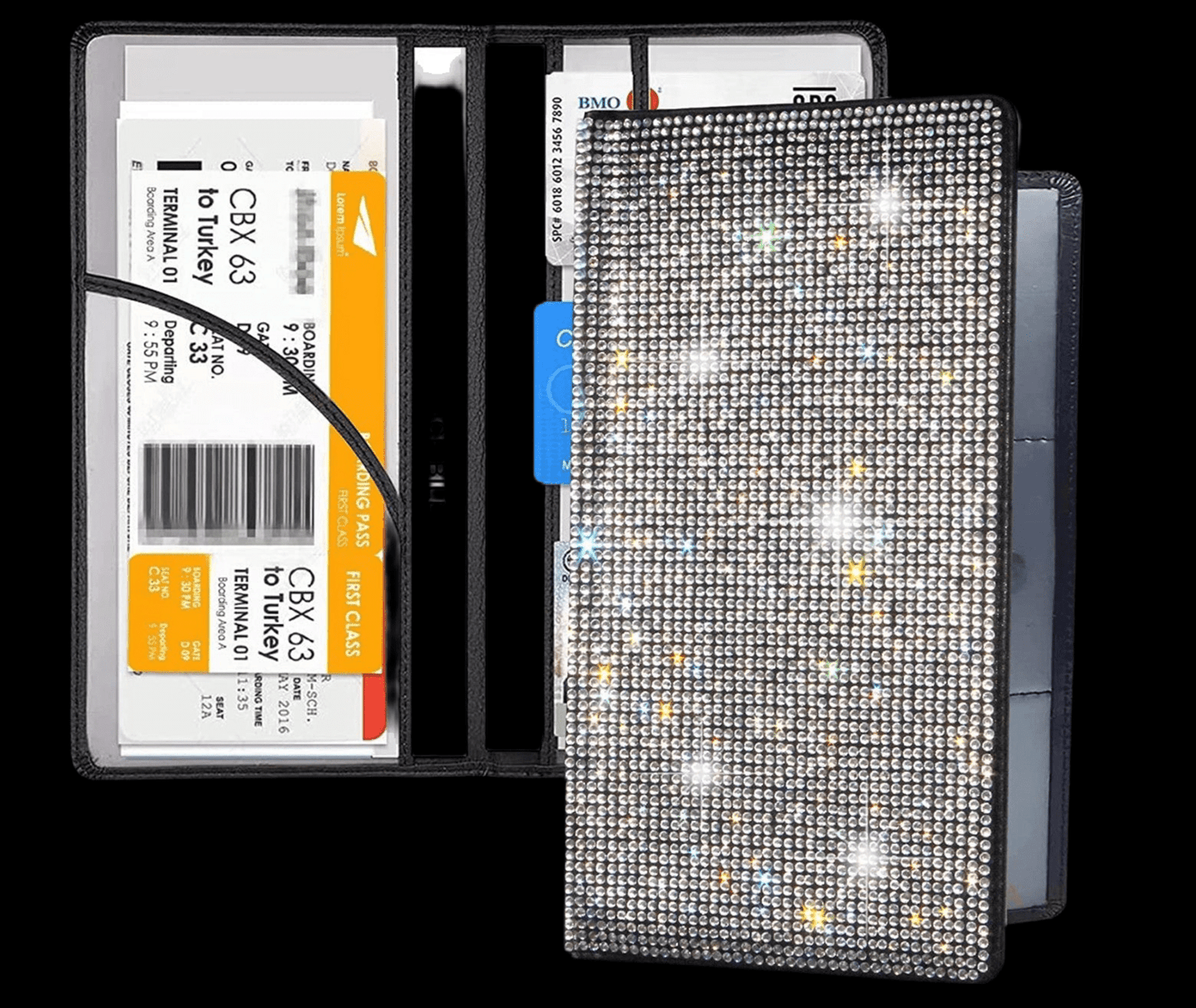 Bing Rhinestone Car Registration and Insurance Document Holder, Glitter card holder, Colorfuler Vehicle Accessories Car Essentials Glove Box Organizer Wallet Case Rainbow - Fashion Car ®
