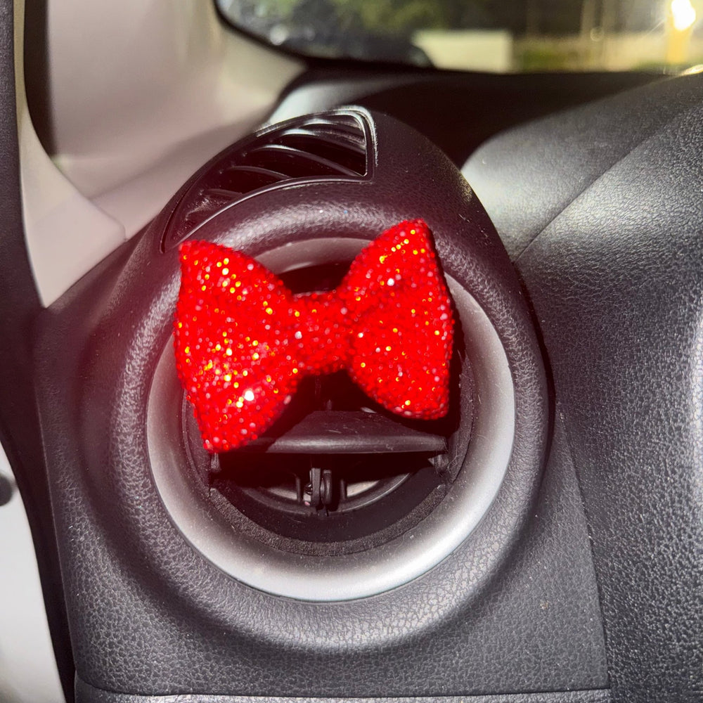 Bling Crystal Car Air Vent Bow - Knot Clip Car Air Freshener red bow - Fashion Car ®