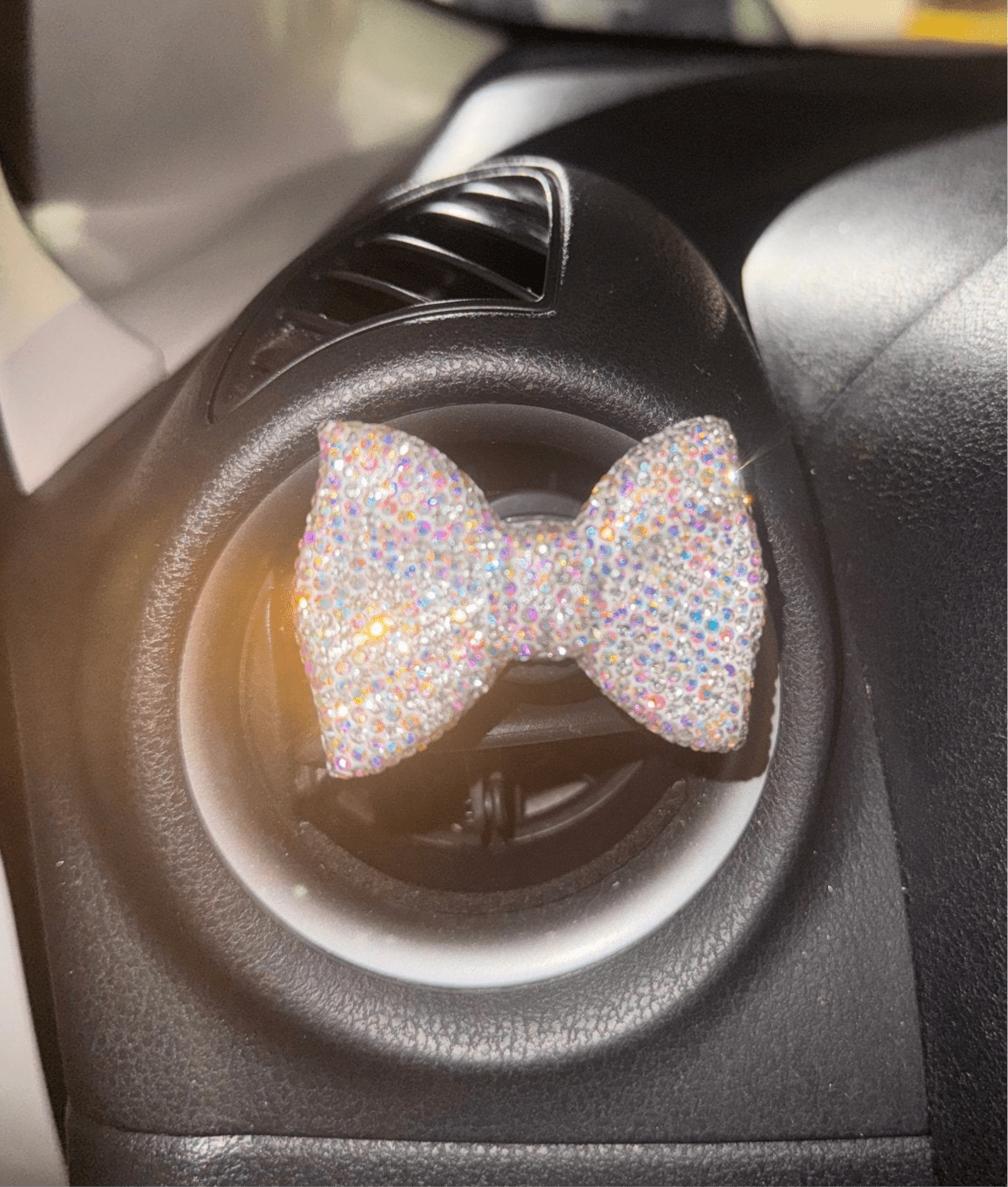 Bling Crystal Car Bow - knot Air Vent Fragrance Rhinestone Car Diffuser Air Freshener with Vent Clip - White - Fashion Car ®