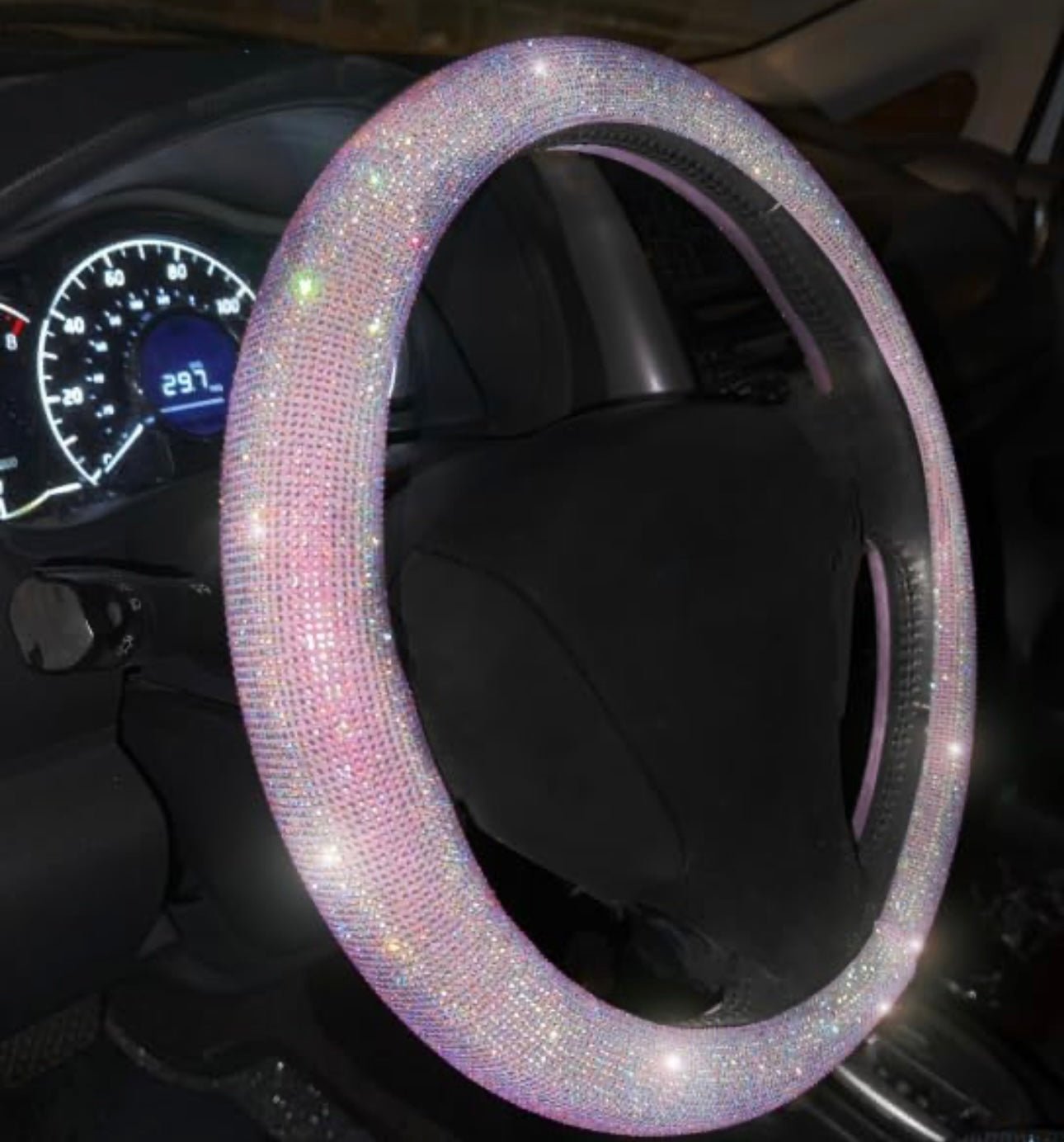Bling Steering Wheel Cover for Women Purple, 15 Inch Universal with Colorful Diamonds Rhinestone Cute Accessories Crystal Anti - Slip Wheel Protectorer - Fashion Car ®