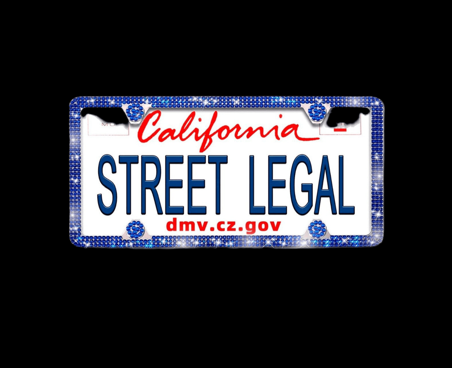 Blue Bling License Plate Frame, 2 Holes Premium Glass Rhinestones Cute License Plate Frames for Women, Men，with Diamond Caps, Rust/Rattle Proof Pad - Fashion Car ®