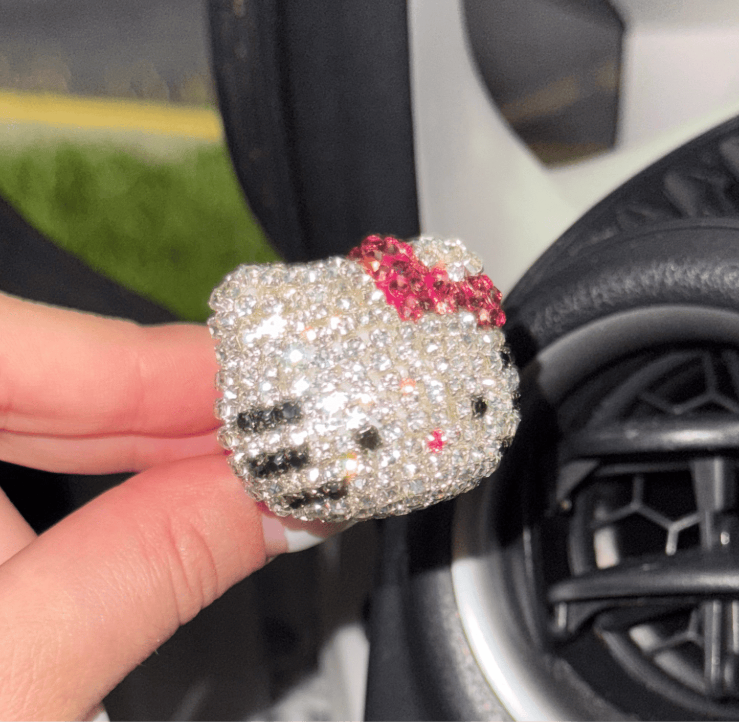 CAR BLING INTERIOR ACCESSORIES, CAR AIR VENT RHINESTONE DIAMOND DECORATION - PINK Cat - Fashion Car ®