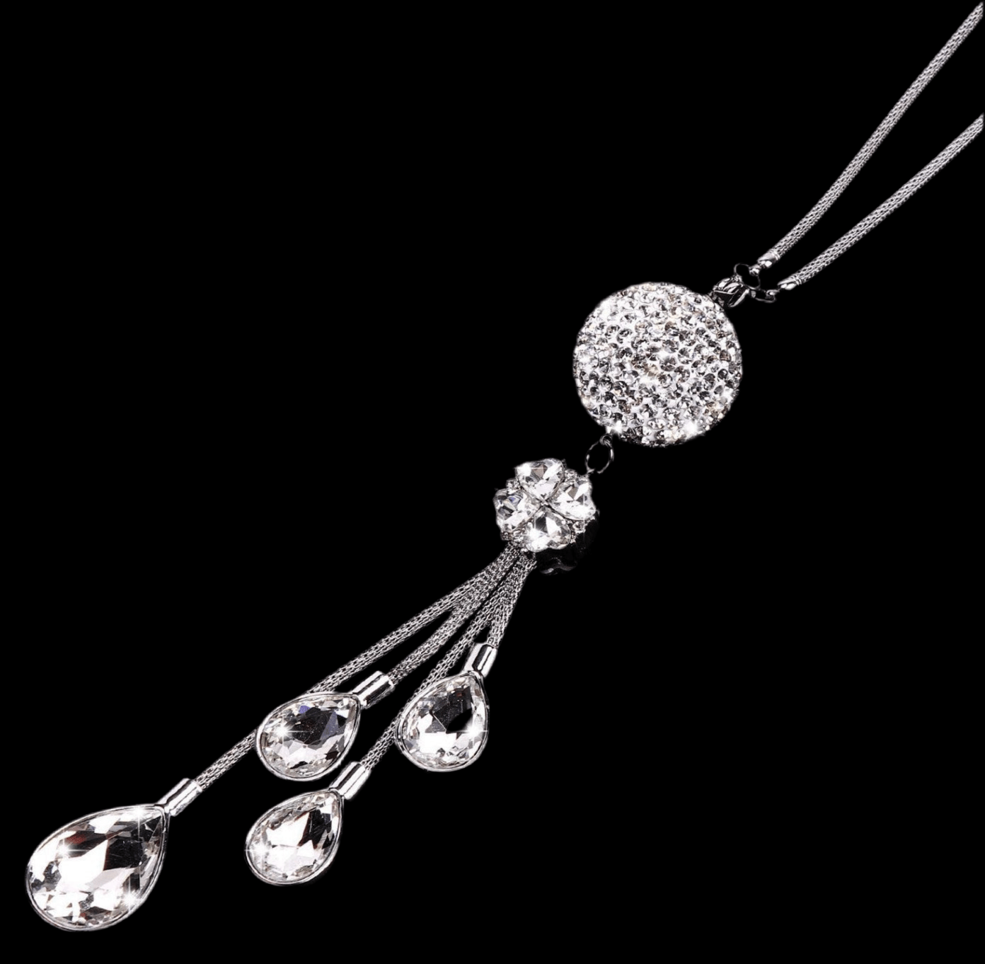 Car Bling Rearview Mirror Accessories for Women,Car Rearview Mirror Crystal Pendant,Crystal Ball Charm Decor Bling Car Accessories for Women Interior,White - Fashion Car ®