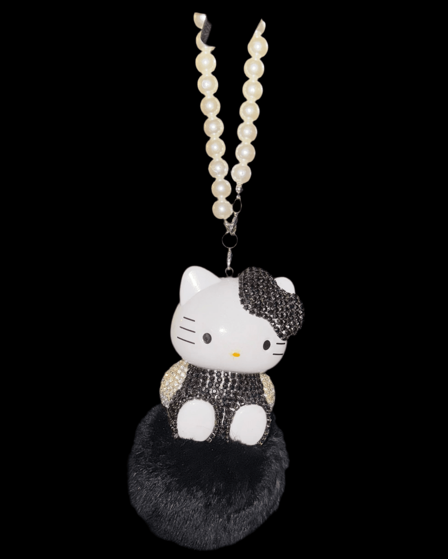 CAR MIRROR HANGING ACCESSORIES, CAT CUTE CAR ACCESSORIES HANGING ORNAMENT REARVIEW MIRROR CHARMS CAR DECOR INTERIOR DECORATIONS BLACK - Fashion Car ®