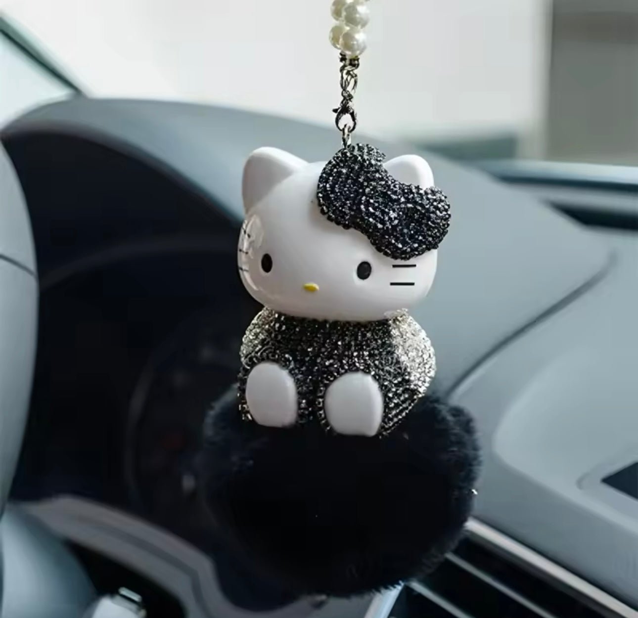 CAR MIRROR HANGING ACCESSORIES, CAT CUTE CAR ACCESSORIES HANGING ORNAMENT REARVIEW MIRROR CHARMS CAR DECOR INTERIOR DECORATIONS BLACK - Fashion Car ®