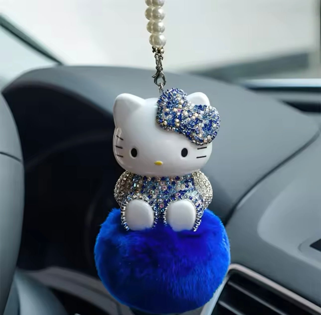 CAR MIRROR HANGING ACCESSORIES, CAT CUTE CAR ACCESSORIES HANGING ORNAMENT REARVIEW MIRROR CHARMS CAR DECOR INTERIOR DECORATIONS BLUE - Fashion Car ®
