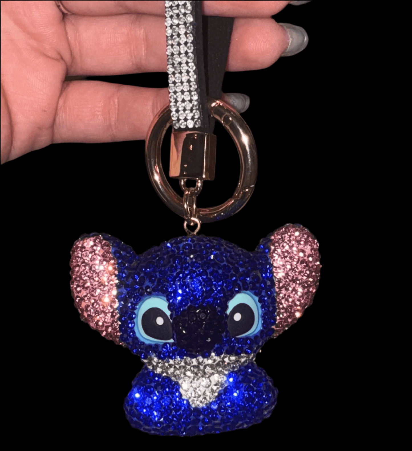 CRYSTAL KEYCHAIN, KEY CHAINS ACCESSORIES WITH ULTRA BLING RHINESTONES LITLE MONSTER BLUE - Fashion Car ®
