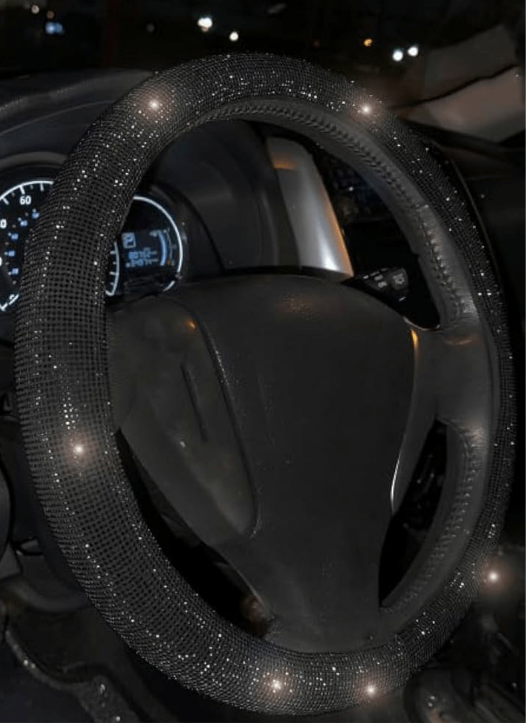 Diamond Steering Wheel Cover for Women Men Girls, Bling Crystal Rhinestones, Fits 14 1/2 - 15 inch Car Wheel, Black with Black Diamond - Fashion Car ®