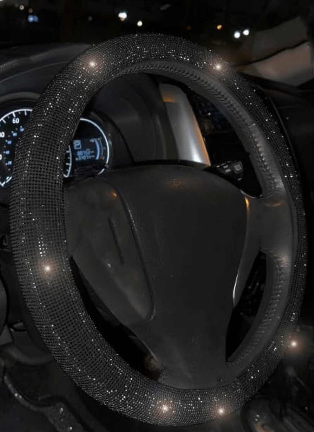 Diamond Steering Wheel Cover for Women Men Girls, Bling Crystal Rhinestones, Fits 14 1/2 - 15 inch Car Wheel, Black with Black Diamond - Fashion Car ®