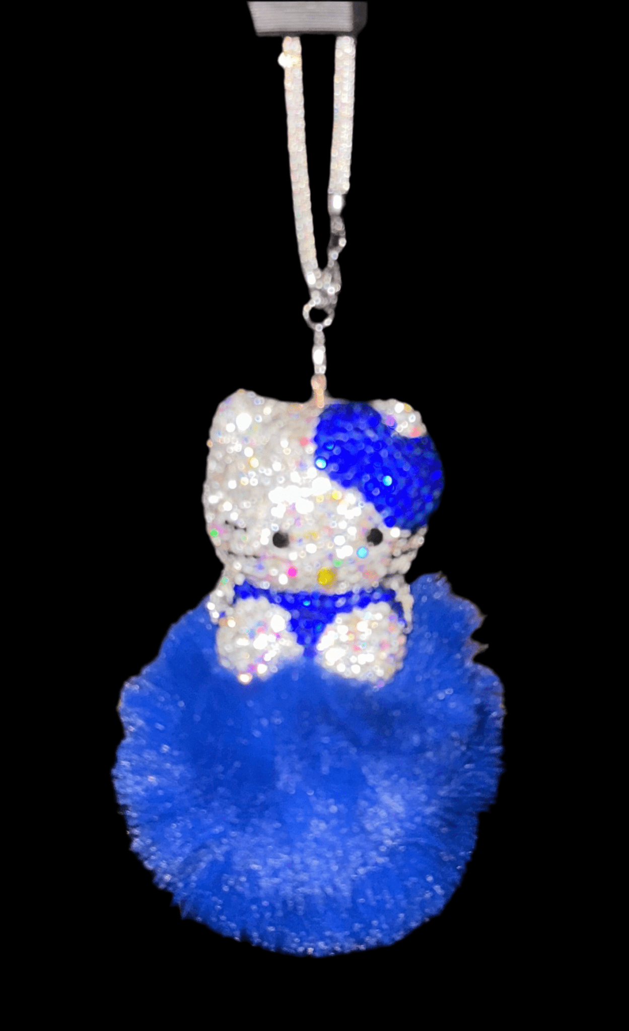 EXTRA BLING KITTY REARVIEW ACCESSORY SHINY RHINESTONE ESPECIALLY BLING UNIVERSAL DIAMOND BLUE - Fashion Car ®