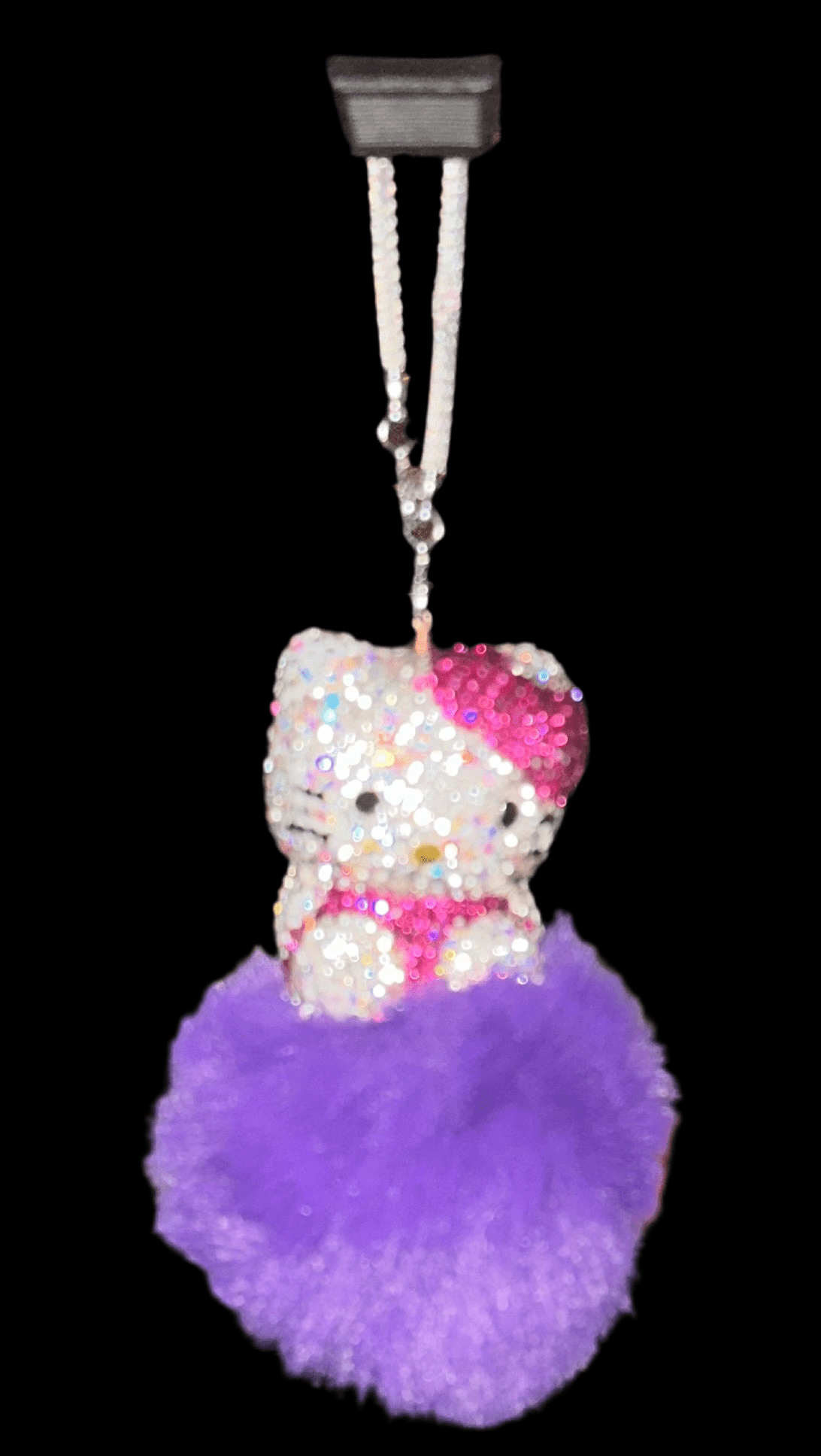 EXTRA BLING KITTY REARVIEW ACCESSORY SHINY RHINESTONE ESPECIALLY BLING UNIVERSAL DIAMOND PURPLE - Fashion Car ®
