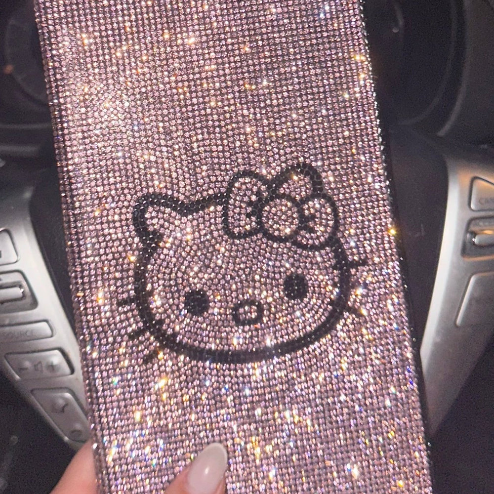 EXTRA BLING RHINESTONE CAR REGISTRATION AND INSURANCE DOCUMENT HOLDER, GLITTER CARD HOLDER, LETHER VEHICLE ACCESSORIES CAR PINK KITTY - Fashion Car Inc