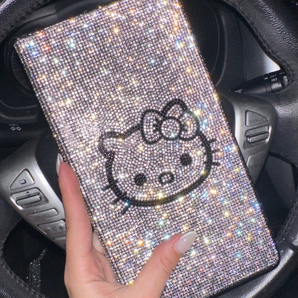 EXTRA BLING RHINESTONE CAR REGISTRATION AND INSURANCE DOCUMENT HOLDER, GLITTER CARD HOLDER, LETHER VEHICLE ACCESSORIES CAR SILVER KITTY - Fashion Car Inc