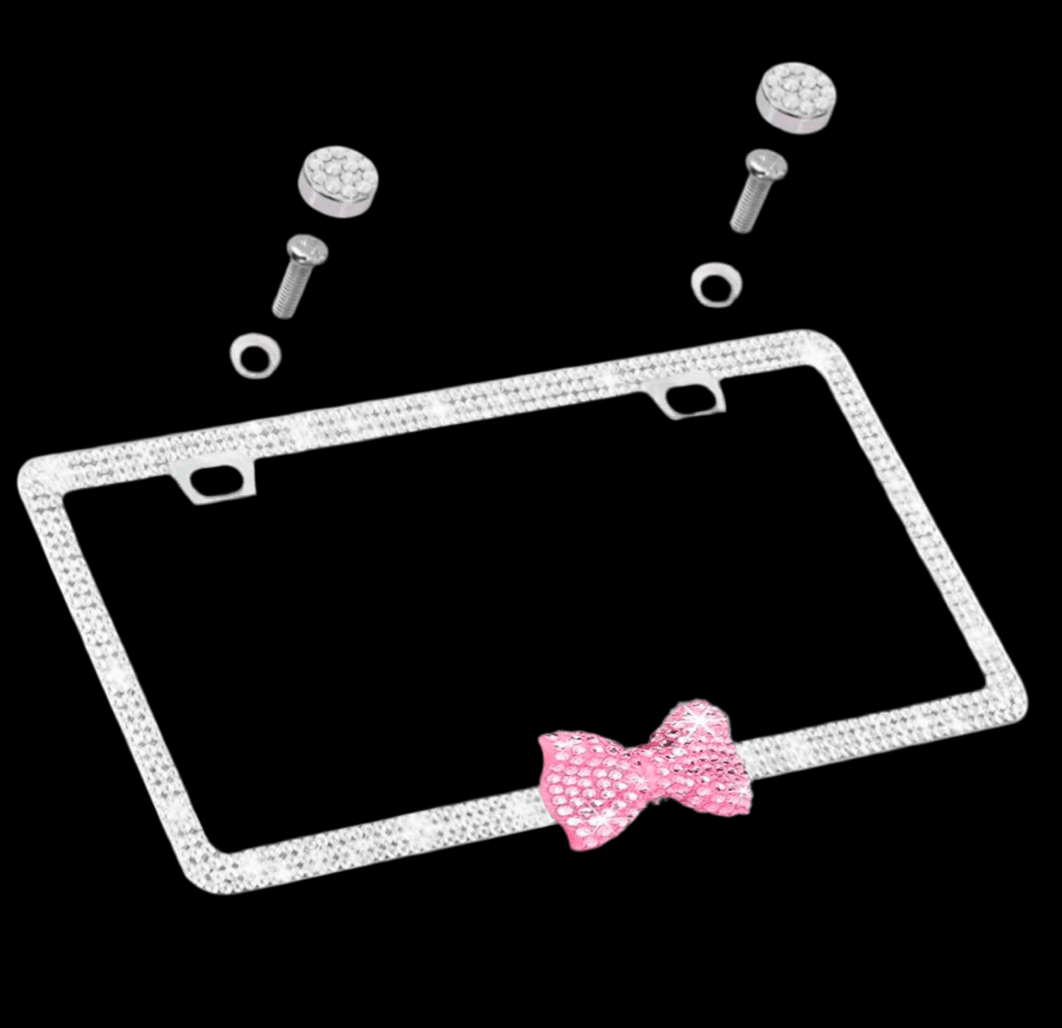 License Plate Diamonds With Bow - Fashion Car ®