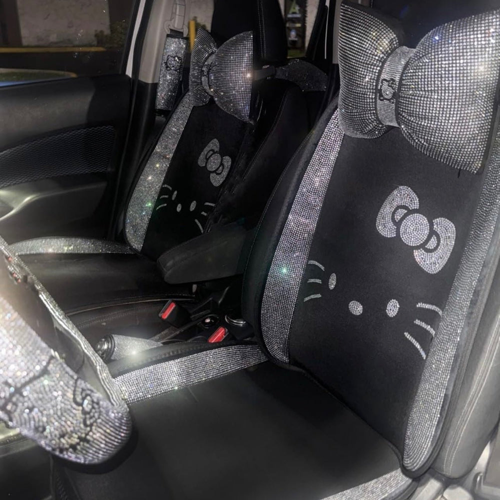 LUXURY SEAT COVER KITTY FULL SET SILVER UNIVERSAL - Fashion Car ®