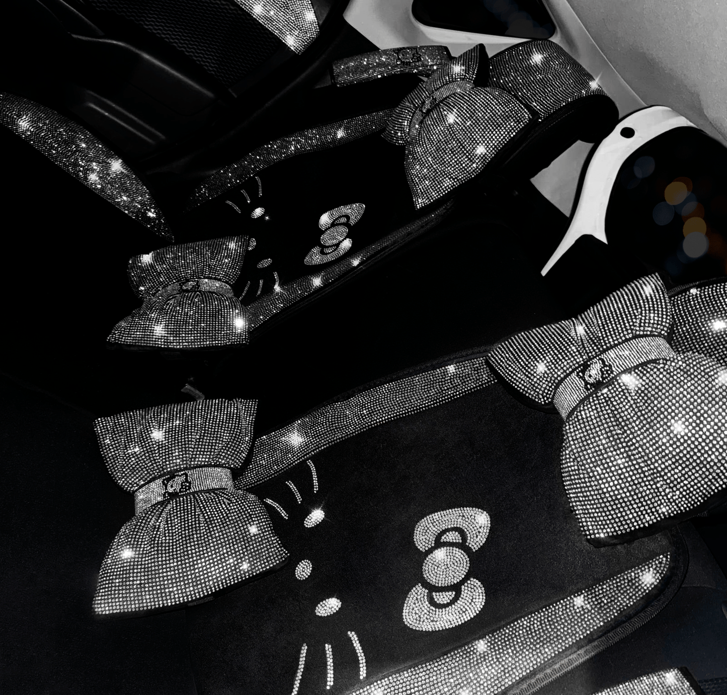 LUXURY SEAT COVER KITTY FULL SET SILVER UNIVERSAL - Fashion Car ®