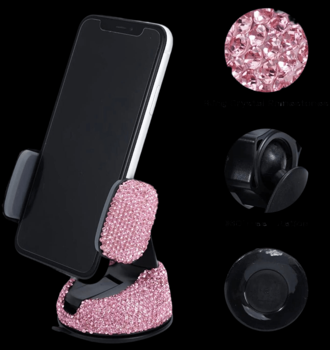 Rhinestone Car Phone Holder with an Air Vent Base Universal Dashboard Windshield Air Vent Mount - Fashion Car ®