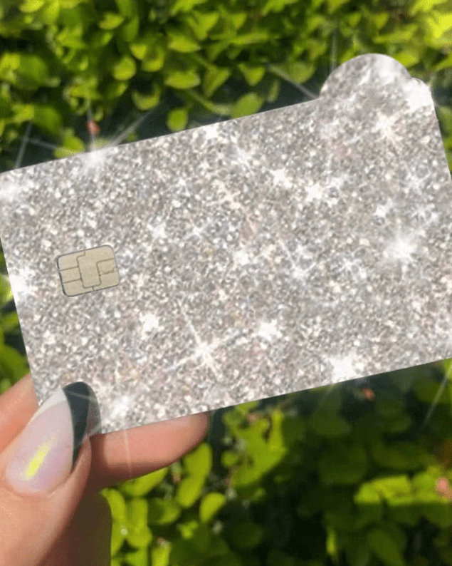 Skin Ultra Bling Reflective Back Information Silver Debit Credit Card Cover - Fashion Car ®
