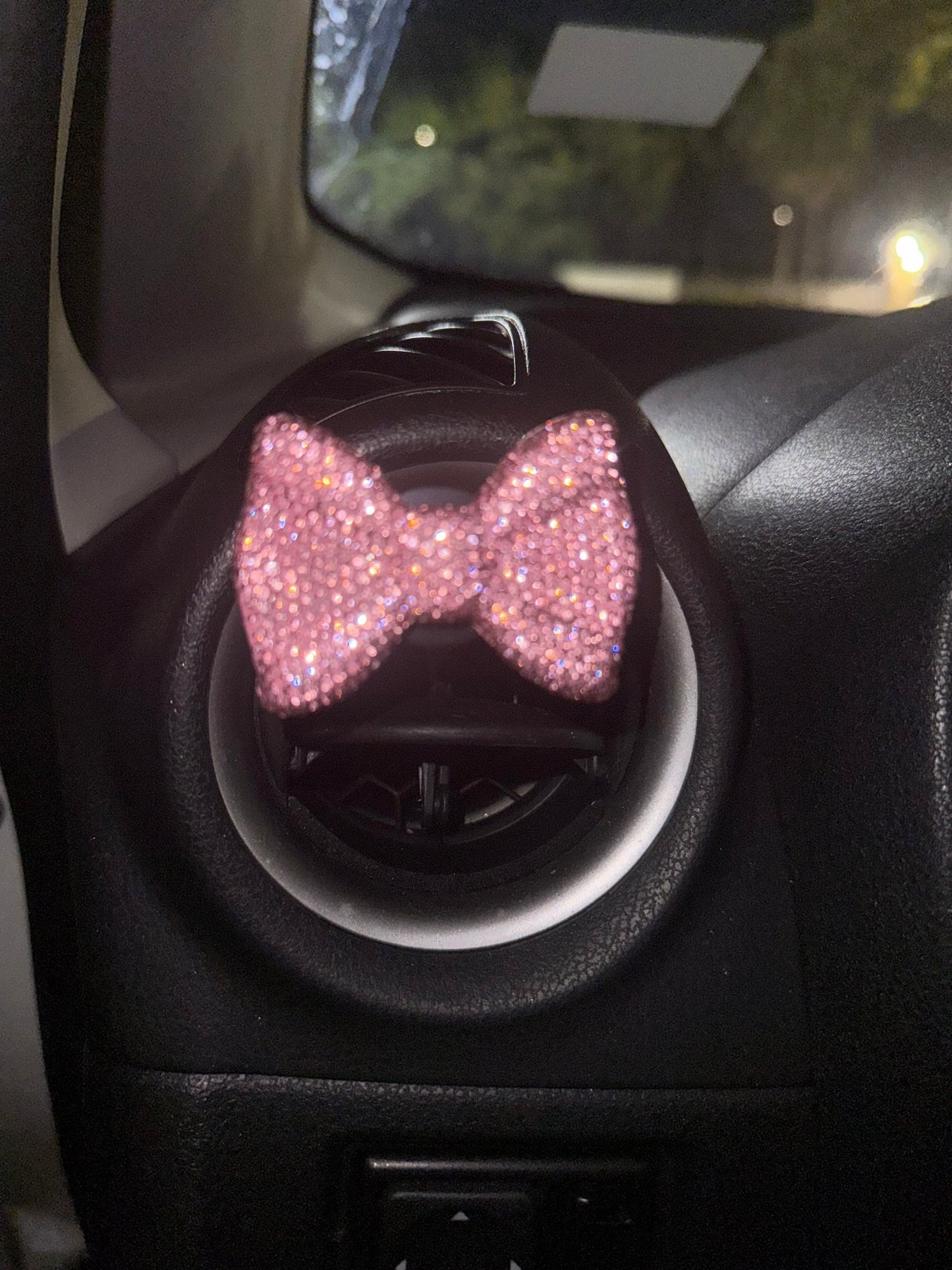 Sparking Bling Crystal Car Air Vent Fragrance Bow - Knot Clip Car Air Freshener pink bow - Fashion Car ®