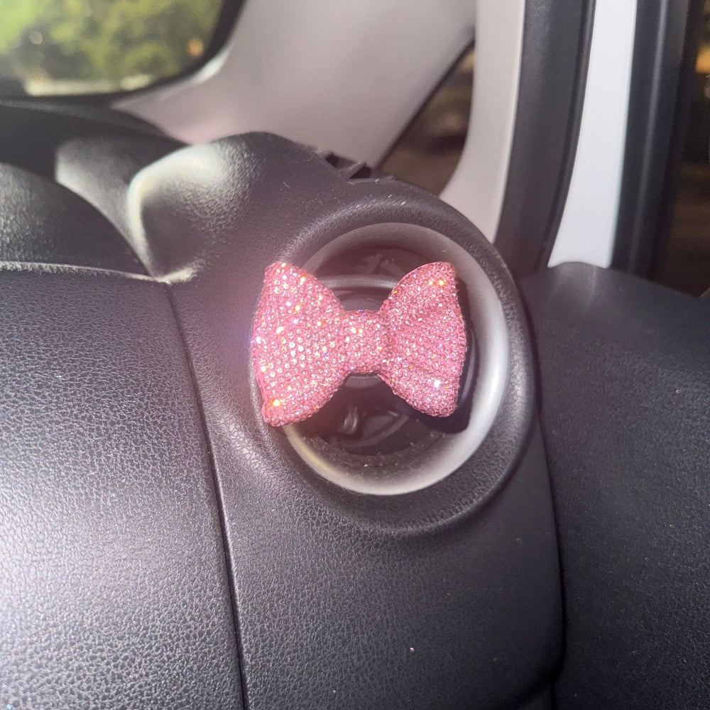 Sparking Bling Crystal Car Air Vent Fragrance Bow - Knot Clip Car Air Freshener pink bow - Fashion Car ®