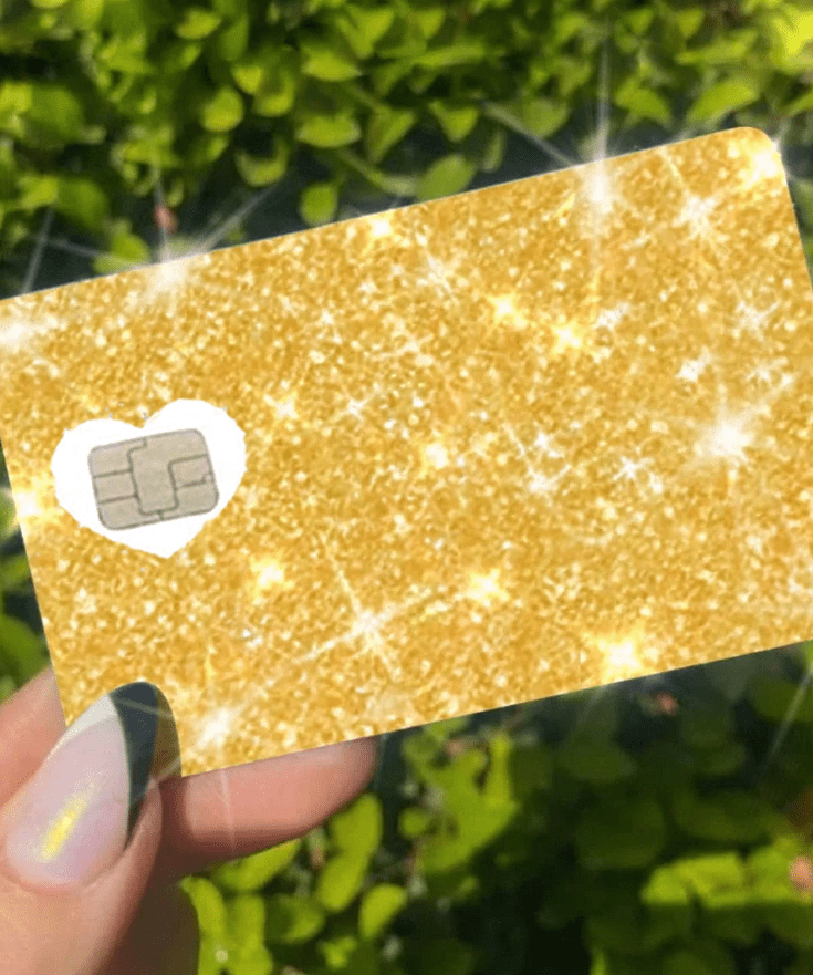 Sticker Shiny Skin Ultra Bling Removable Debit - Credit Card Skin Cover Specially Bright Gold - Fashion Car ®