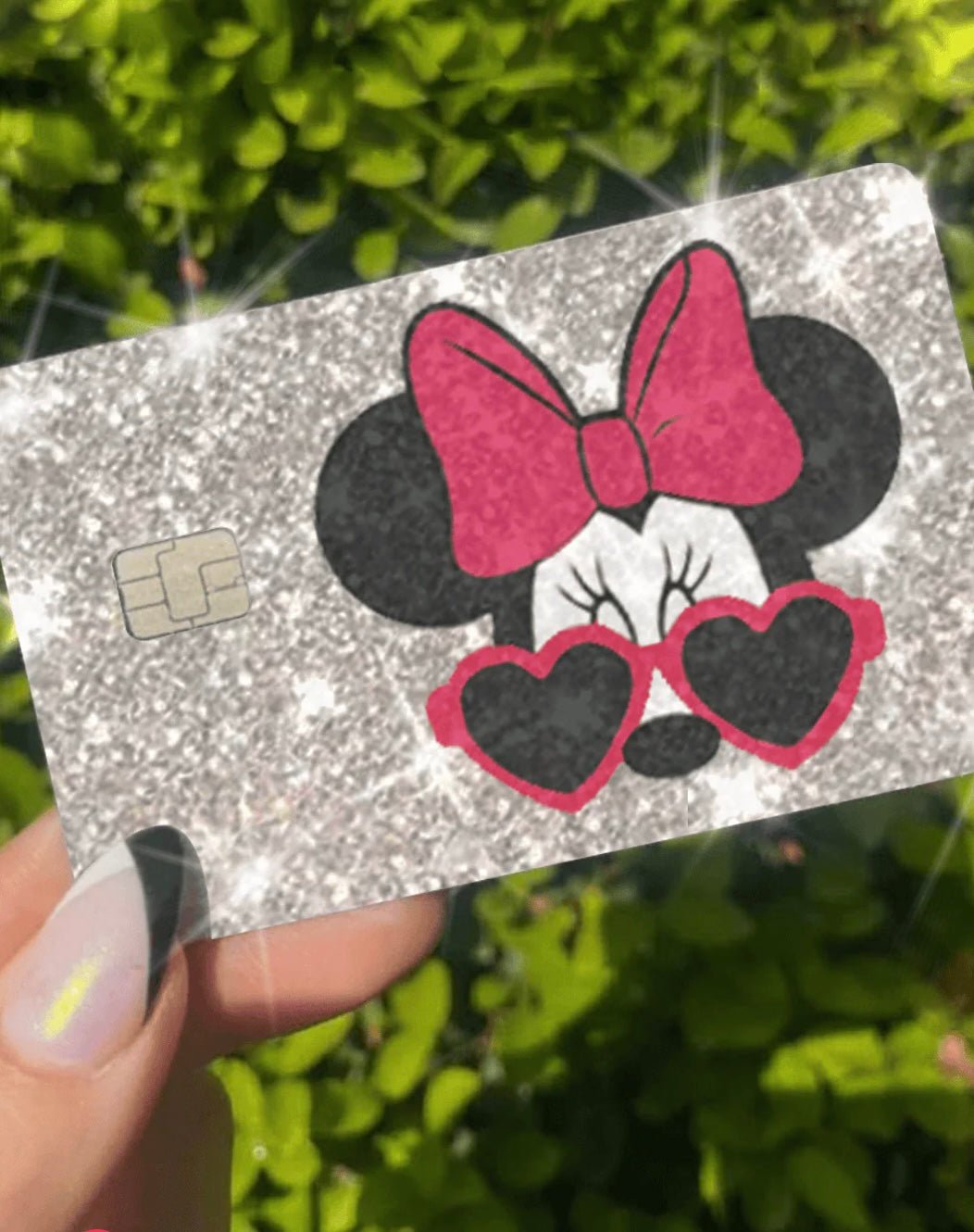 Sticker Ultra Bling Debit - Credit Card Skin Shiny Removable Cover Especially Bright Back Information, Protecting - No Bubble, Slim, Waterproof Card Cover Silver Design (Red Ears)) - Fashion Car ®
