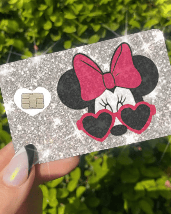 Sticker Ultra Bling Debit - Credit Card Skin Shiny Removable Cover Especially Bright Back Information, Protecting - No Bubble, Slim, Waterproof Card Cover Silver Design (Red Ears)) - Fashion Car ®