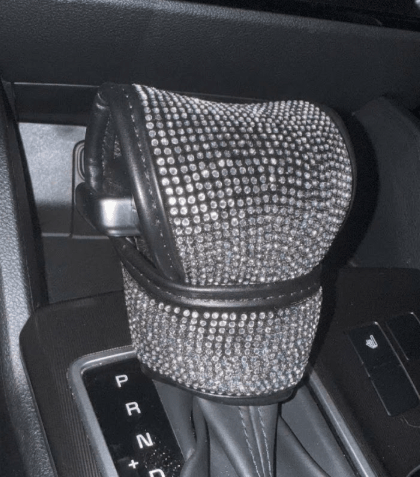 Ultra bling Auto Gear Shift Knob Cover, Car Knob Gear Stick Protector, Auto Shift Gear Cover with Crystal Glitter Bling Rhinestones, Universal Vehicle Decoration ice Silver - Fashion Car ®
