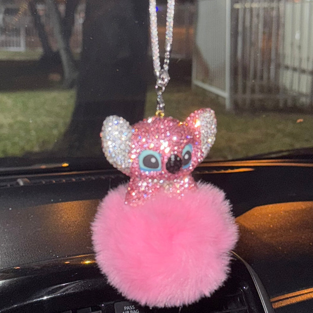 ULTRA BLING LITTLE MONSTER REARVIEW ACCESSORY SHINY RHINESTONE ESPECIALLY BLING UNIVERSAL DIAMOND GIRLFRIEND PINK - Fashion Car ®