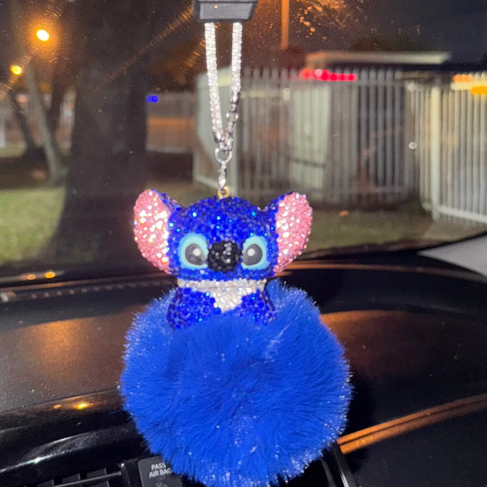 ULTRA BLING LITTLE MOSTER REARVIEW ACCESSORY SHINY RHINESTONE ESPECIALLY BLING UNIVERSAL DIAMOND BLUE - Fashion Car ®