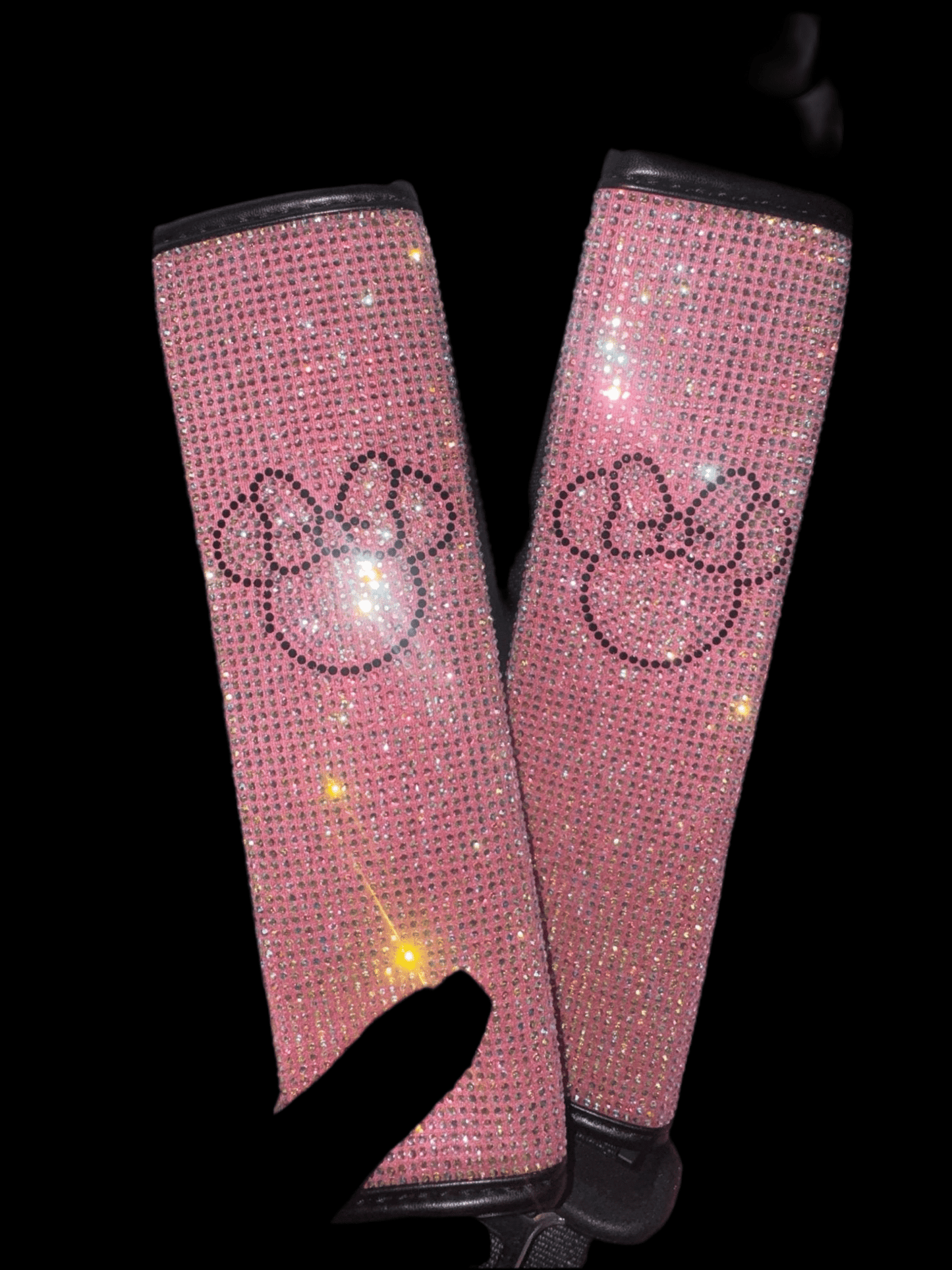 ULTRA BLING SEAT BELTS 2PACK COVER, SOFT VELVET & DIAMONDS DESIGN BRIGHT RHINESTONE CAR SEAT BELT STRAP COVER SHOULDER PAD MINNIE (PINK) - Fashion Car ®