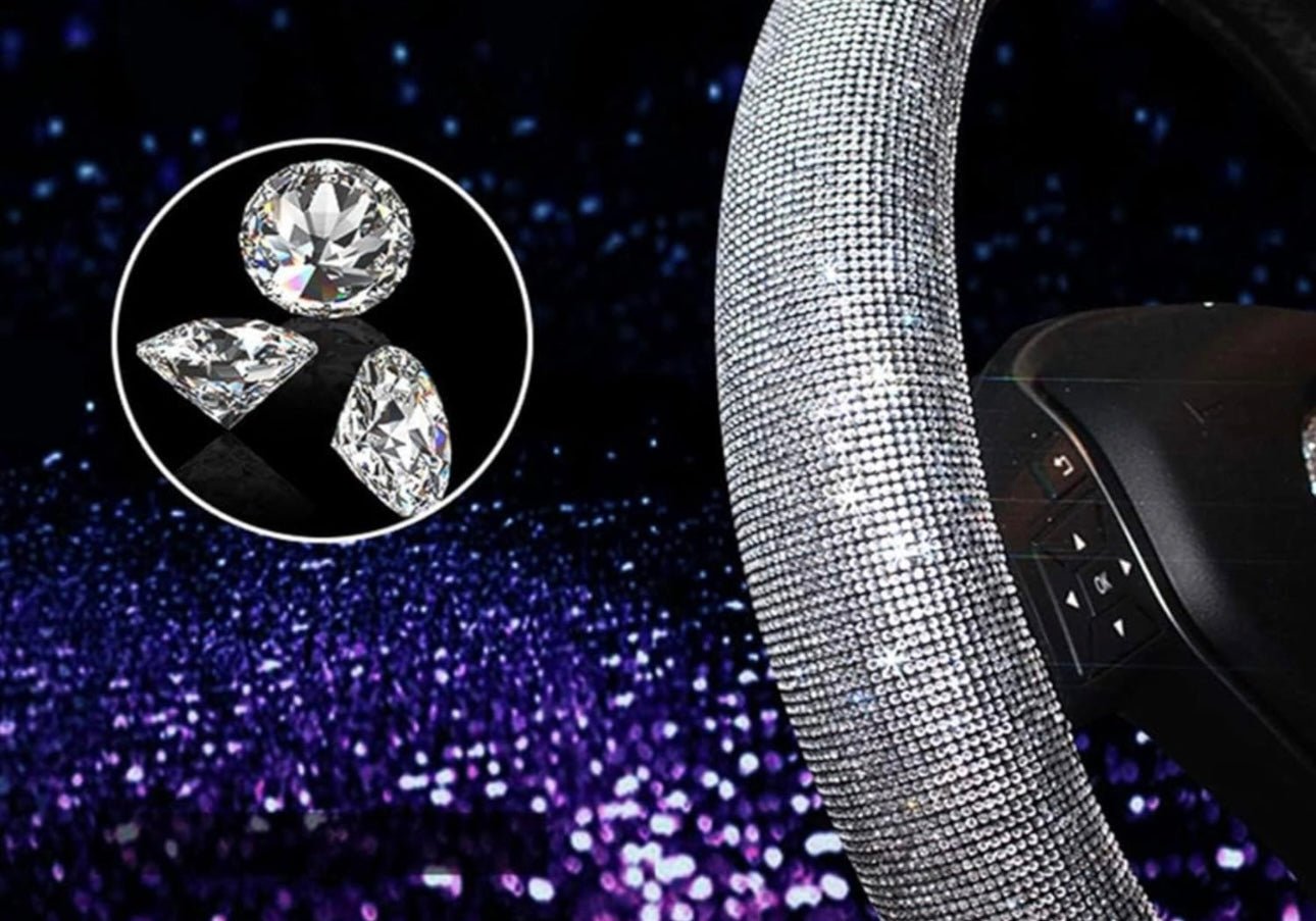 Ultra Bling Women Steering Wheel Cover for car, 15 Inch Universal Whit ...