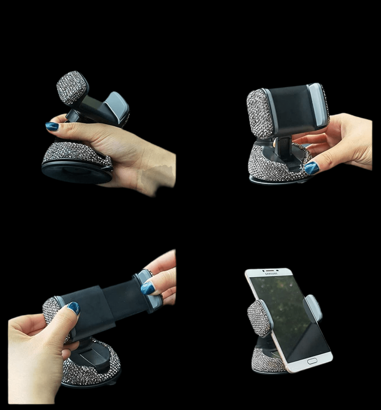 Universal Cell Phone Holder, 360° Adjustable Phone Holder with One Plus Air Vent Base, Car Interior Glass Decoration, for Windshield, Dashboard and Air Vent (Grey) - Fashion Car ®