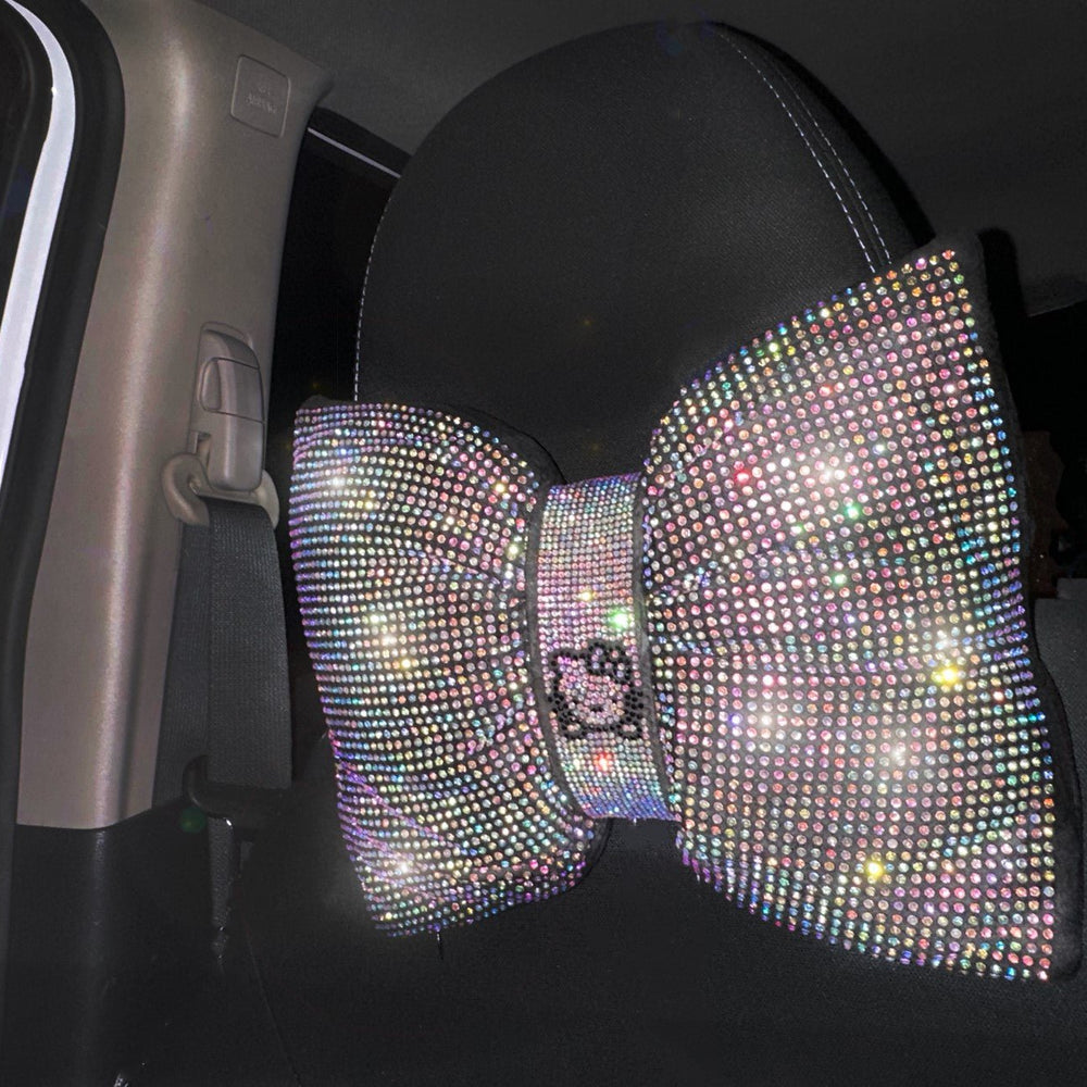 (2 Pack) Ultra Bling Car Pillow Bowknot Headrest (Colorful) - Fashion Car Inc