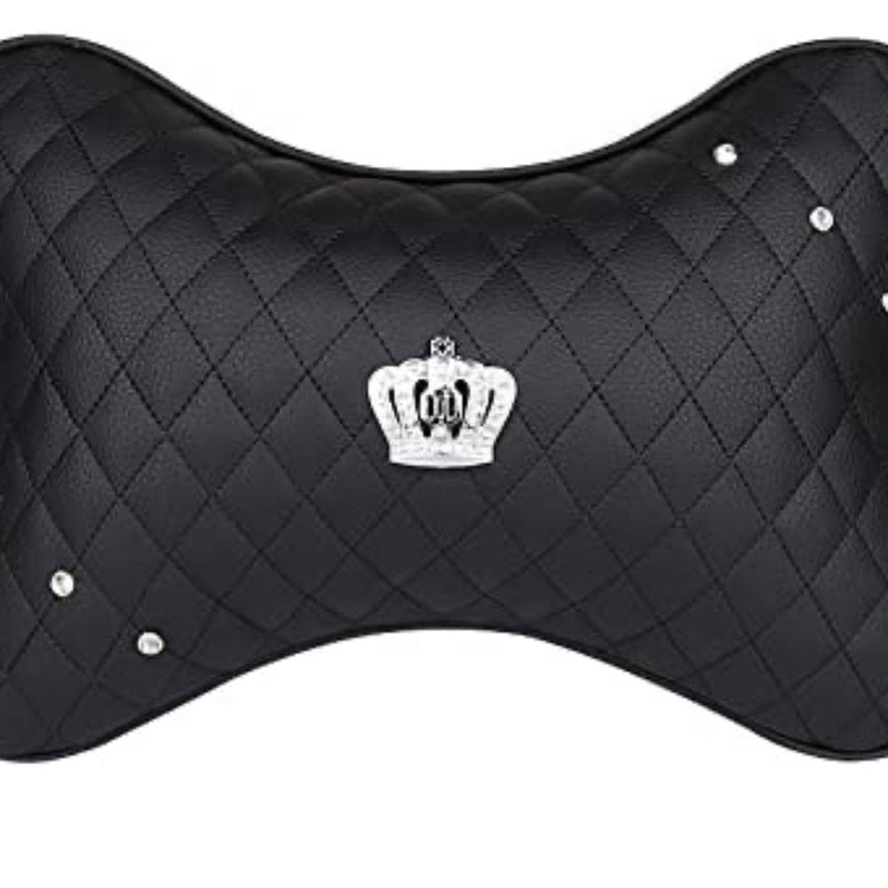 2 PCS Fashion Car Headrest Pillow Neck Cushion Cervical Support Pillow Pad for Relieve Neck Fatigue Pain with Imperial Crown - Fashion Car Inc