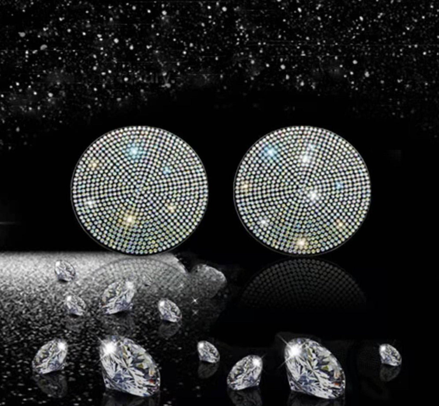 2pcs Bling Car Cup Holder Coaster, 2.75 inch Anti-Slip Shockproof Universal Fashion Vehicle Car Coasters Insert Rhinestone Auto Automotive Interior Accessories for Women (2 pcs, Colorful) - Fashion Car Inc