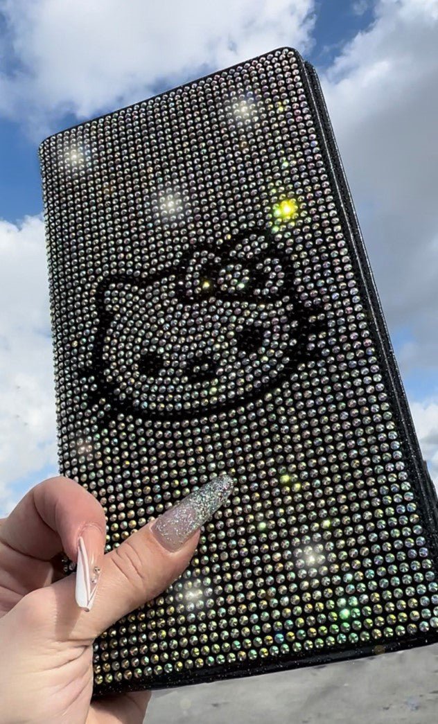 BING RHINESTONE CAR REGISTRATION AND INSURANCE DOCUMENT HOLDER, GLITTER CARD HOLDER, LETHER VEHICLE ACCESSORIES CAR ESSENTIALS GLOVE BOX ORGANIZER WALLET CASE COLOR KITTY - Fashion Car Inc