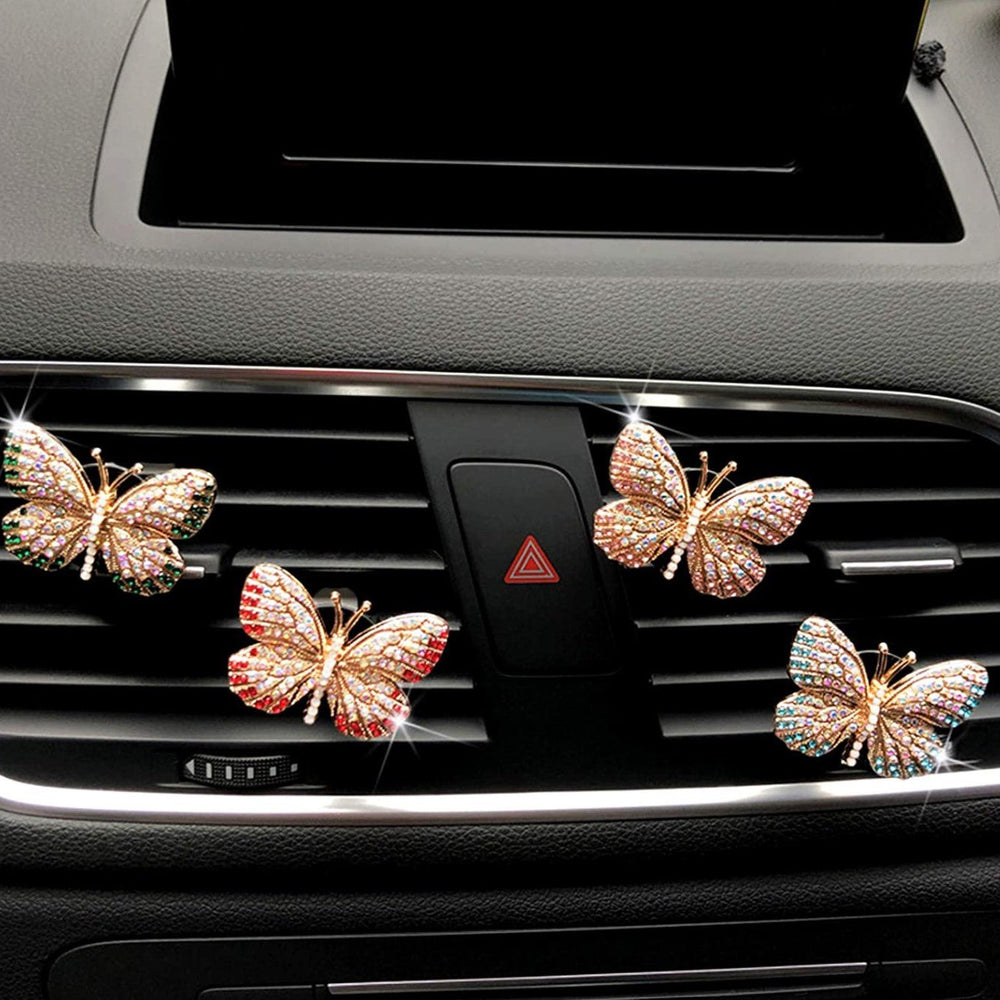 Bling Butterfly Car Accessories, Cute Car Air Freshener, Car Interior Decoration Charm, Rhinestone Car Air Vent Clip, Glam Car Deco - Fashion Car Inc