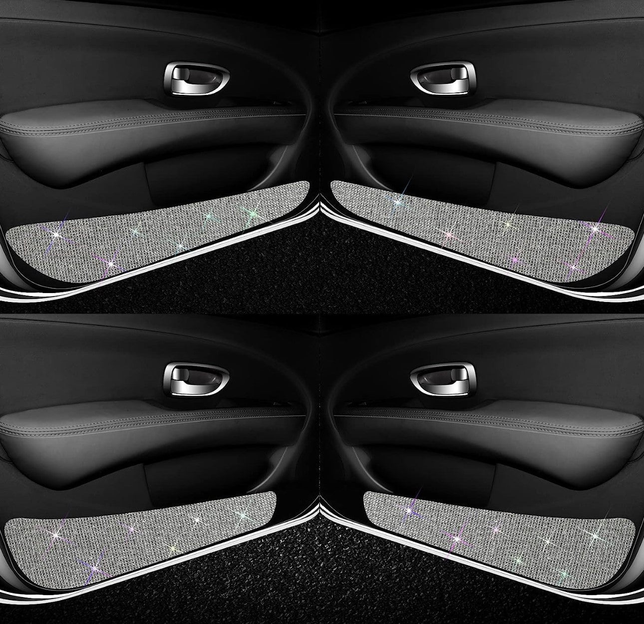Bling Car Door Anti-Kick Pad Crystal Door Protective Pad Universal Anti-Kick Dirty Stickers Anti-Collision Stickers,4 Pack/Set(2 Pack for Front Door and 2 Pack for Back Seat Door), Pure White - Fashion Car Inc