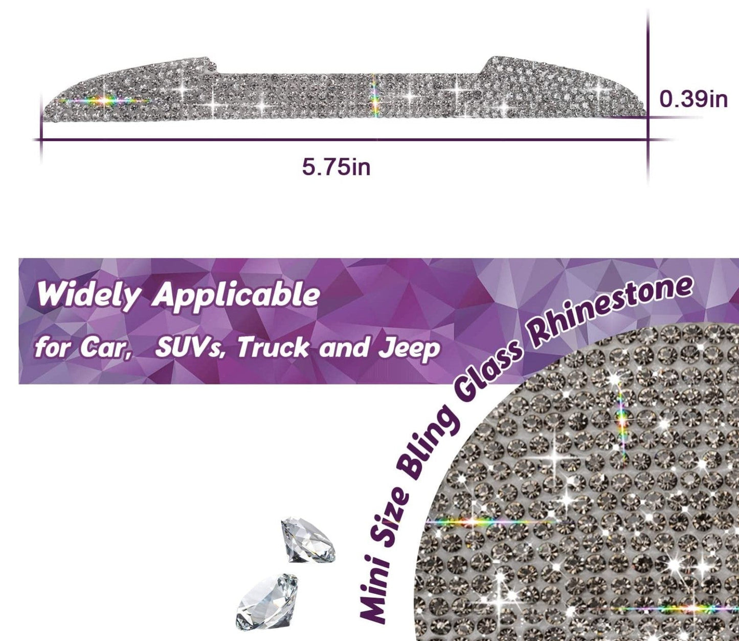 Bling Car Door Handle Protector, Universal Rhinestone Reflective Stickers for All Cars, Vehicles, SUVs, Automotive Exterior Accessories for Side Rearview Mirror, Door Edge Guard (Gray) - Fashion Car Inc