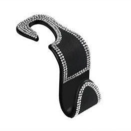 Bling Car Seat Headrest Hooks, Crystal Back Seat Hanger Storage Organizer, Sparkling Car SUV Purse Holder for Handbag Clothes Coats Grocery Bags, Handmade Decorations and Accessories for Women(Silver) - Fashion Car Inc
