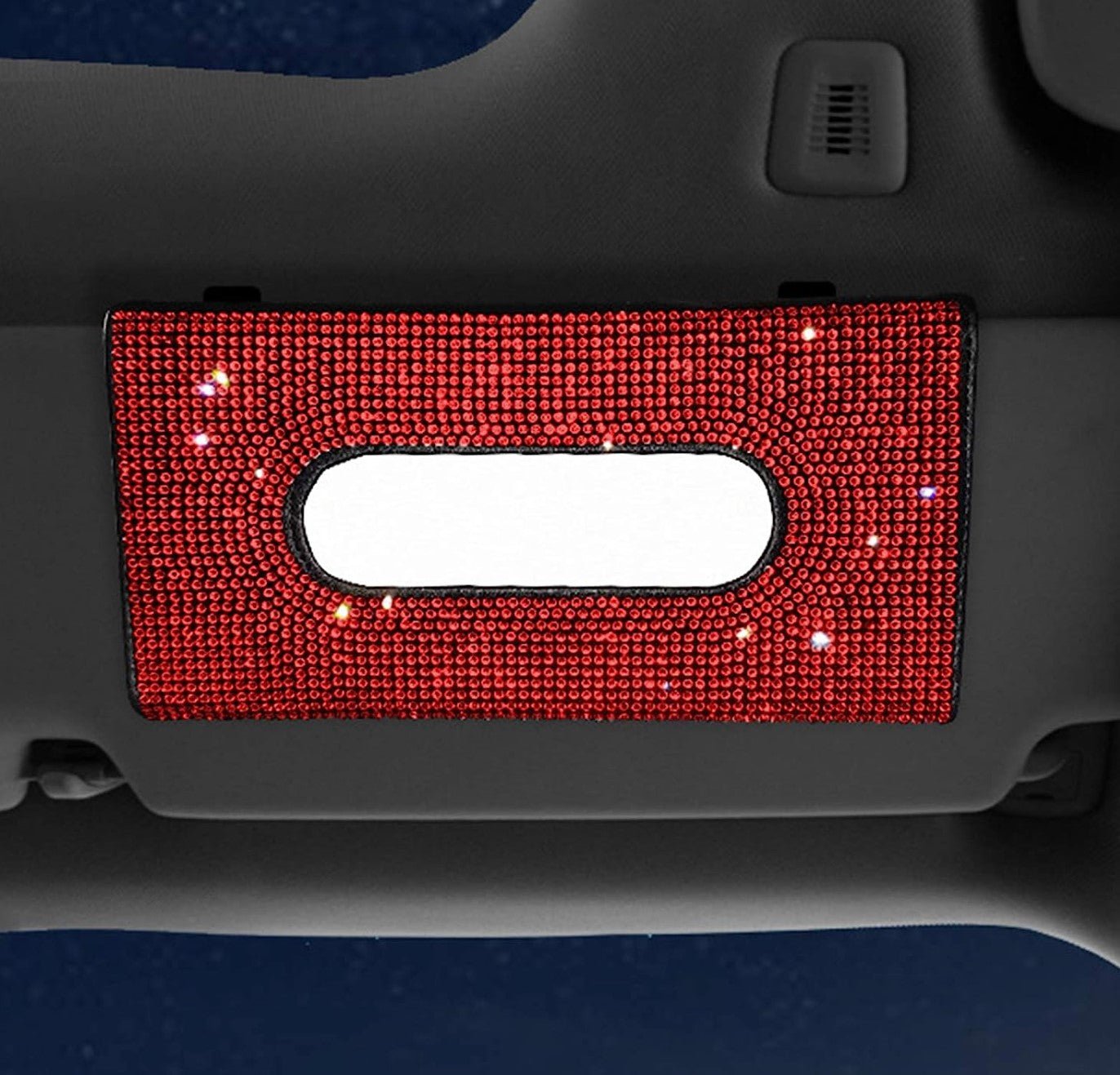 Bling Car Visor Tissue Holder | Black Tissue Box Holder for Car | Bling Mask Holder for Car | Sparkling Car Sun Visor Napkin Holder | Bling Car Accessories for Women (Red) - Fashion Car Inc